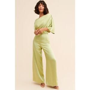 Elliatt Matria Satin Jumpsuit Green Size S
